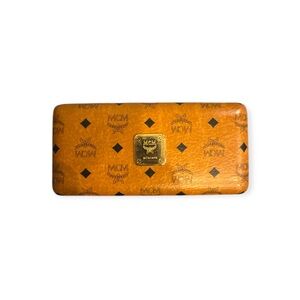 MCM Cognac Logo Pattern Sunglasses Case with Gold Plaque